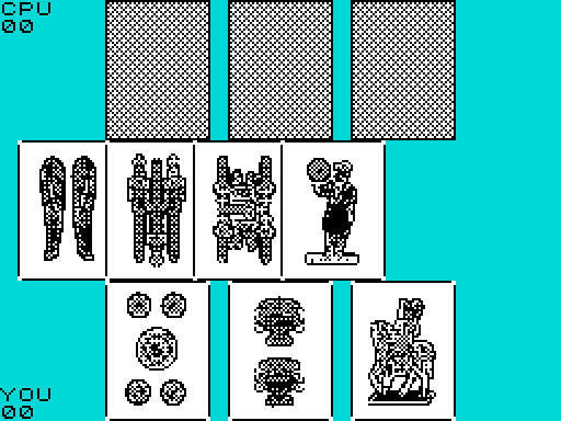 A hand in progress: the cyan felt, the opponent's face-down cards, the table, and your hand