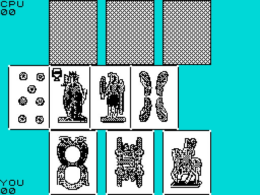 A hand in progress: the cyan felt, the opponent's face-down cards, the table, and your hand