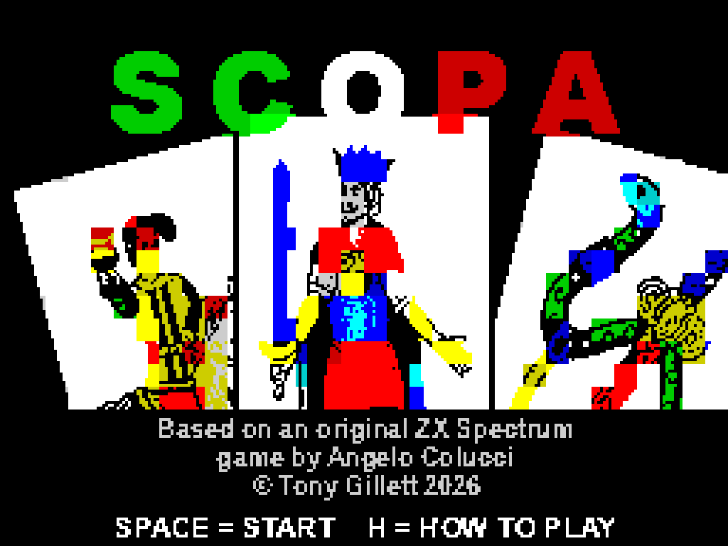 Title screen with a fan of three Neapolitan court cards